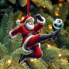 Maxcorners Custom Name Football Santa Ornament, Christmas Gift 2D Flat LM2211