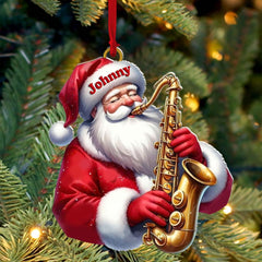 Maxcorners Custom Name Saxophone Santa Ornament, Saxophone Lover Christmas Gift 2D Flat LM2211