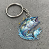 Maxcorners Tuna Fishing Keychain Fish Water Splash Art Personalized Name 2D Keychain