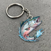Maxcorners Salmon Fishing Keychain Fish Water Splash Art Personalized Name 2D Keychain