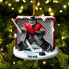 Maxcorners Hockey Goal Keeper Christmas Ornament, Personalized Ornament 2D Flat LM2211