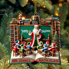 Maxcorners Custom Name Teacher Ornament, Teacher Christmas Decoration 2D Flat LM2111