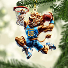 Maxcorners Lion Basketball Christmas Ornament, Personalized Ornament 2D Flat LM2211