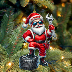 Maxcorners Custom Name Mechanic Santa Ornament, Mechanic Christmas Gift5 2D Flat LM2111