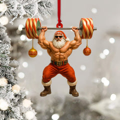 Maxcorners Weightlifting Santa, Home Decor, Christmas Ornament 2D Flat LM2111