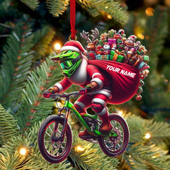 Maxcorners Custom Name Santa Bicycle Ornament, Christmas Gift Decoration 2D Flat LM2111