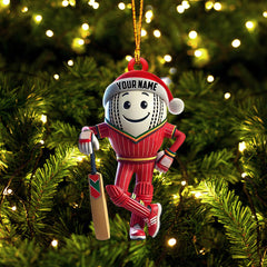 Maxcorners Cricket Ball Player Christmas Ornament, Personalized Ornament 2D Flat LM2211