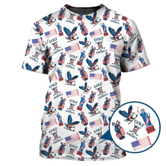 Maxcorners Golf Of America Pattern Golf Polos, USA Golf Shirt For Men, Crazy Golf Shirt For Golfers