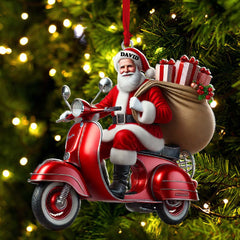 Maxcorners Custom Name Santa Ornament, MotoBike Ornament, Christmas Gift Decoration 2D Flat LM2111