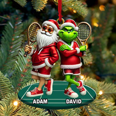 Maxcorners Santa And ELF Christmas Ornament, Personalized Ornament, Tennis Christmas Gift 2D Flat LM2211