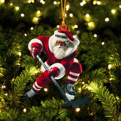 Maxcorners Hockey Santa Pose Christmas Ornament, Personalized Ornament 2D Flat LM2211