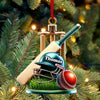 Maxcorners Custom Name Cricket Ball Ornament, Cricket Ball Lover Christmas Gift10 2D Flat LM2211