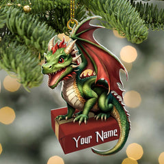 Maxcorners Custom Name Dragon Ornament, Christmas Gift for Dragon Lover 2D Flat LM2211