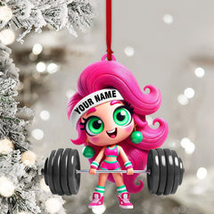 Maxcorners Chibi Girl Weightlifting Christmas Home Decor Christmas Ornament, Personalized Ornament 2D Flat LM2211