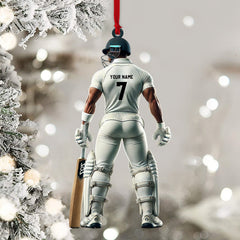 Maxcorners Cricket Ball Player Christmas Ornament, Personalized Ornaments 2D Flat LM2211
