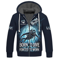 Maxcorners Scuba Diving Custom Name 3D Shirt Born To Dive Forced To Work Gift For Diver Lovers LM2111