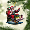 Maxcorners Fishing Santa Christmas Ornament, Personalized Ornament 2D Flat LM2211