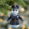 Maxcorners Custom Name Police Snowman Ornament, Christmas Gift for Police 2D Flat LM2111