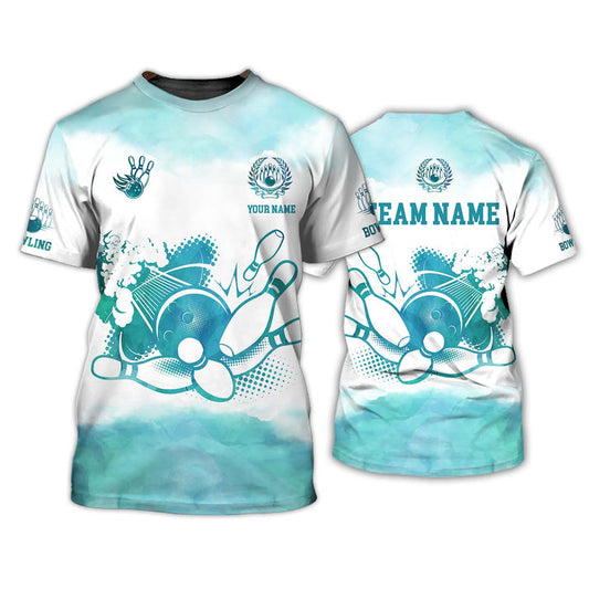 MaxCorners Bowling And Pins Mint Color Customized Name, Team Name 3D Darts Polo Shirt For Men