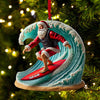 Maxcorners Custom Name Santa Surfing Ornament, Christmas Gift Decoration 2D Flat LM2111