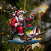 Maxcorners Fishing Santa Christmas Ornament, Personalized Ornament 2D Flat LM2211
