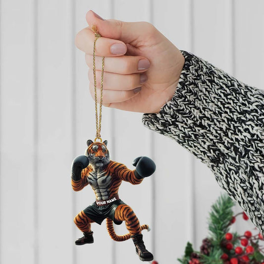 Maxcorners Custom Name Tiger Boxing Ornament, Boxing Christmas Gift 2D Flat LM2111