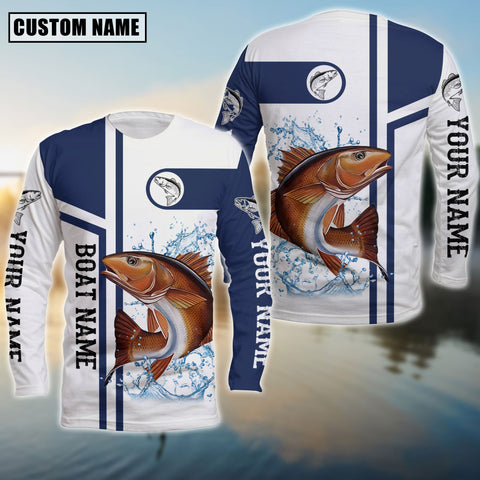Maxcorners Fishing Red Drum Customize Name And Boat Name 3D Shirts