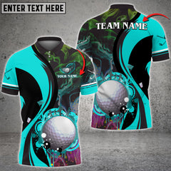 Max Corner Smoke Pattern Yellow Colorful Golf Ball Water Flow Customized 3D Polo shirt