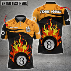 Maxcorners Billiards Flame Ball 8 Personalized Name, Team Name Unisex Shirt ( Multicolor Options )