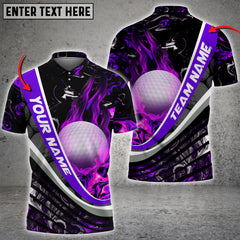 Maxcorners Golf Flaming Magma Multicolor Option Customized Name 3D Shirt