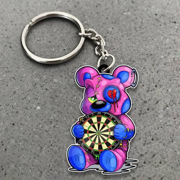 Maxcorners Darts Zombie Teddy Bear 3D Keychain