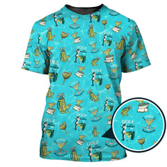 Maxcorners Golf And Margarita Pattern Shirts, Funny Cocktail Golf Polos For Women, Ladies Golf Shirt