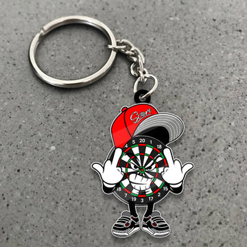 Maxcorners Darts Angry Dartboard Mascot 3D Keychain