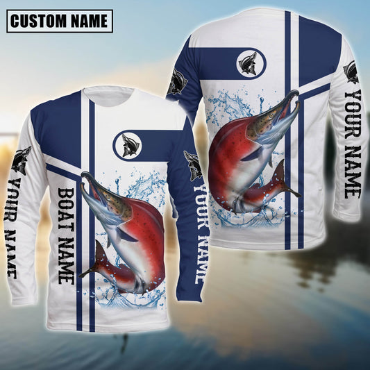 Maxcorners Fishing Sockeye Salmon Customize Name And Boat Name 3D Shirts