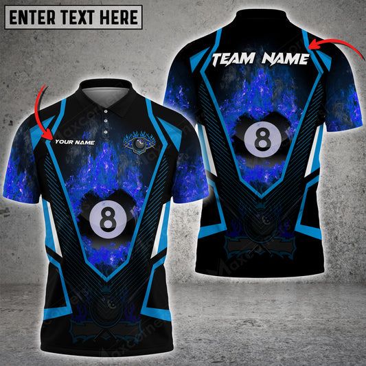 Maxcorners Billiards 8 Ball Fire Customized Name 3D Shirt (Multi Color Options)
