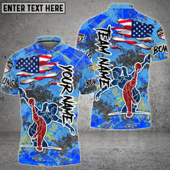 Maxcorners Bowling and Pins Way of America Multicolor Option Customized Name 3D Shirt