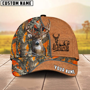 Maxcorners Deer Hunting Leather Pattern Personalized 3D Cap