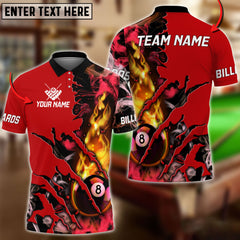 Maxcorners Billiard Flame Smoke Pattern Premium Personalized Name 3D Shirt