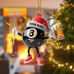 Maxcorners Billiard 8-Ball Beer Christmas Ornament