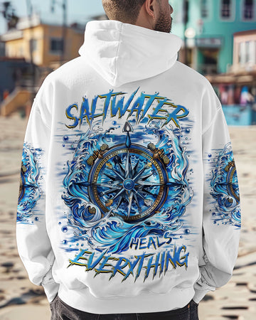 Maxcorners Saltwater Heals Everything Compass Waves Ocean All Over Print LM1501