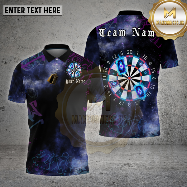 Maxcorners Dartboard Galaxy Neon Cosmic Glow Multioptions Personalized Name, Team Name Unisex 3D Shirt