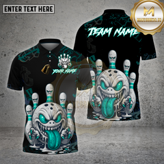 Maxcorners Crazy Bowling Ball Monster Graffiti Multioptions Personalized Name, Team Name Unisex 3D Shirt