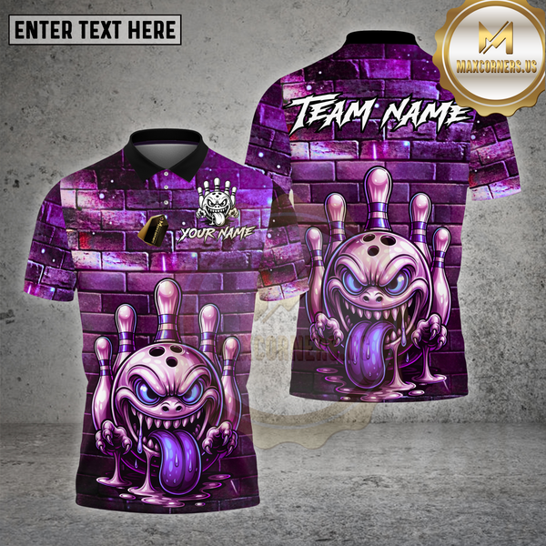 Maxcorners Bowling Ball Monster Brick Street Style Multioptions Personalized Name, Team Name Unisex 3D Shirt