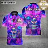 Maxcorners Bowling Bunny Neon Graffiti Street Glow Multioptions Personalized Name, Team Name Unisex 3D Shirt