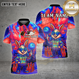 Maxcorners Bowling Bunny Neon Graffiti Street Glow Multioptions Personalized Name, Team Name Unisex 3D Shirt