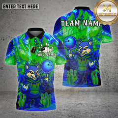 Maxcorners Bowling Wolf Neon Graffiti Street Glow Multioptions Personalized Name, Team Name Unisex 3D Shirt