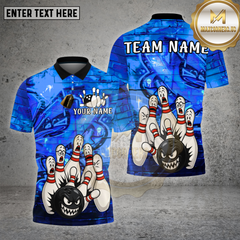 Maxcorners Angry Bowling Ball Cartoon Strike Graffiti Multioptions Personalized Name, Team Name Unisex 3D Shirt