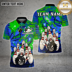 Maxcorners Angry Bowling Ball Cartoon Strike Graffiti Multioptions Personalized Name, Team Name Unisex 3D Shirt