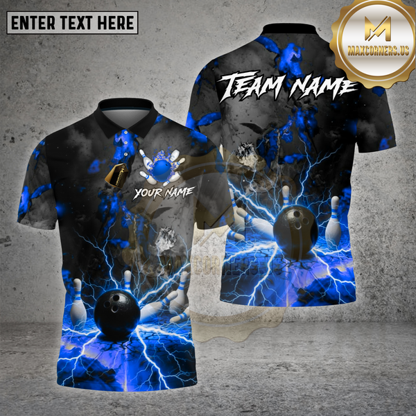 Maxcorners Bowling Volcano Lava Explosion Lightning Multioptions Personalized Name, Team Name Unisex 3D Shirt