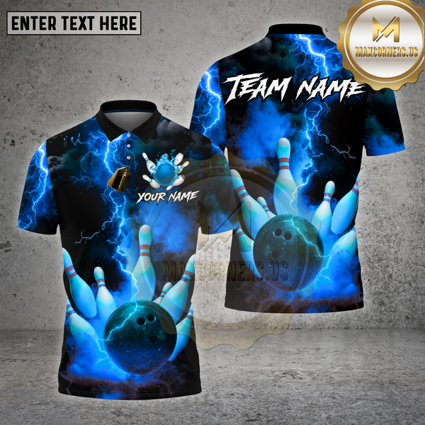 Maxcorners Bowling Lightning Strike Energy Multioptions Personalized Name, Team Name Unisex 3D Shirt